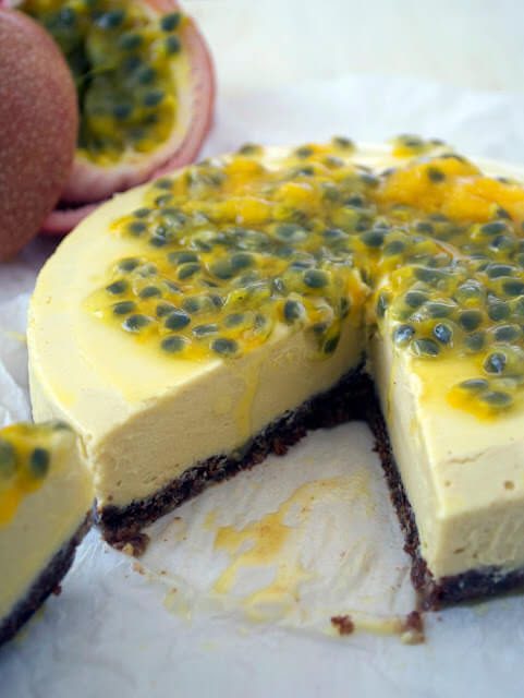 raw passion fruit cheesecake
