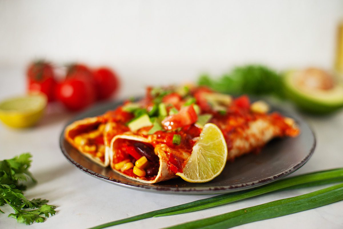 vegan enchiladas with red sauce
