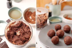 combine dates chickpease cacao in food processor