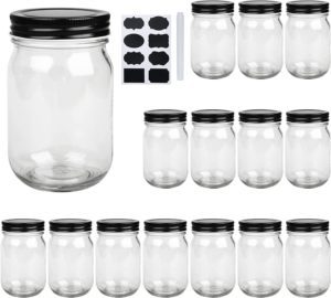 16 oz Glass Jars With Lids,QAPPDA Wide Mouth Ball Mason Jars