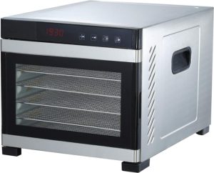 Samson "Silent" 6 Tray All Stainless Steel Dehydrator with Glass Door and Digital Timer and Temperature Control