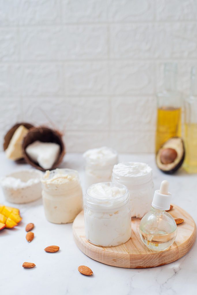 four different types of homemade body butter